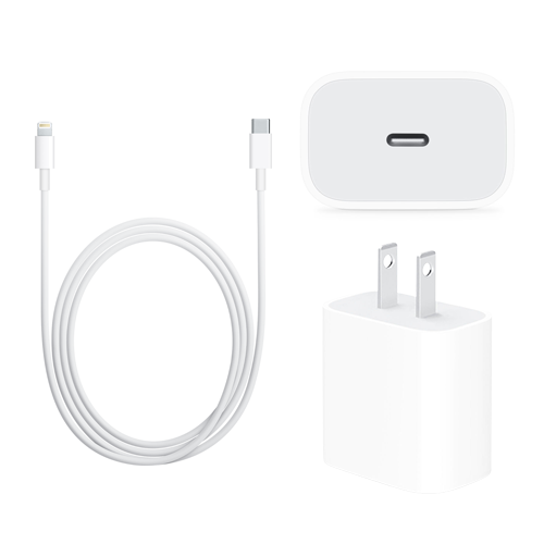 Fast Charger Bundle Packs for iPhone, iPad - Type-C to Lightning Cable (1M) + Type C Adapter